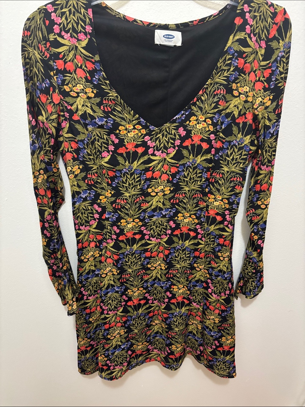 Vibrant Floral Pattern Long Bell Sleeve Dress Women’s Size 2